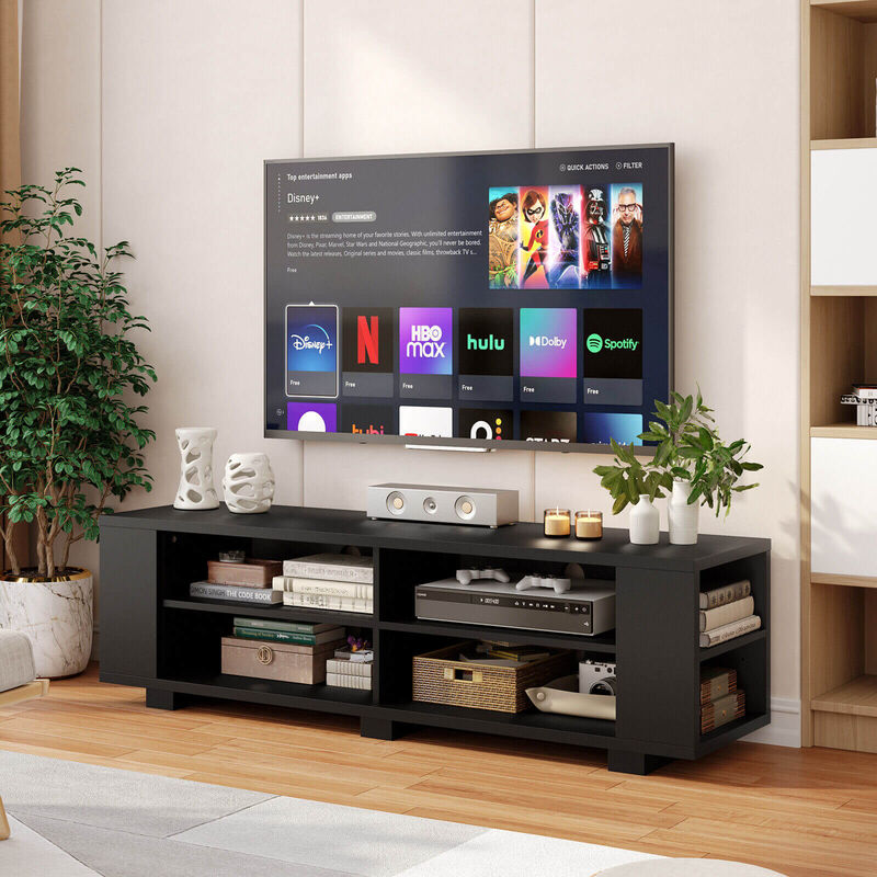 59 Inch Console Storage Entertainment Media Wood TV Stand
