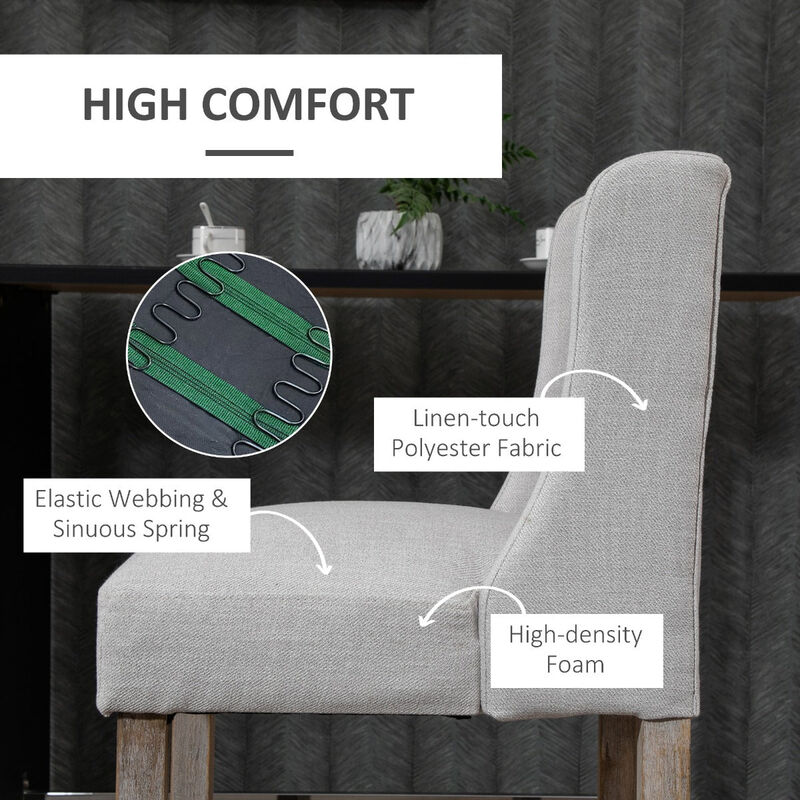 Beige Kitchen Stools: Set of 2 Modern Tufted Bar Chairs
