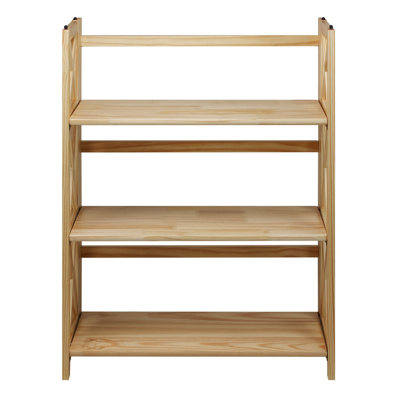 Casual Home Montego 3-Shelf Folding Bookcase, Natural , 27.5" Wide