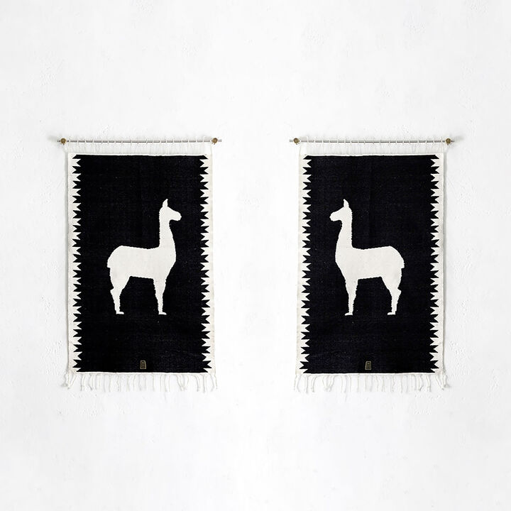 LLAMAS Sheep Wool Handwoven Tapestry