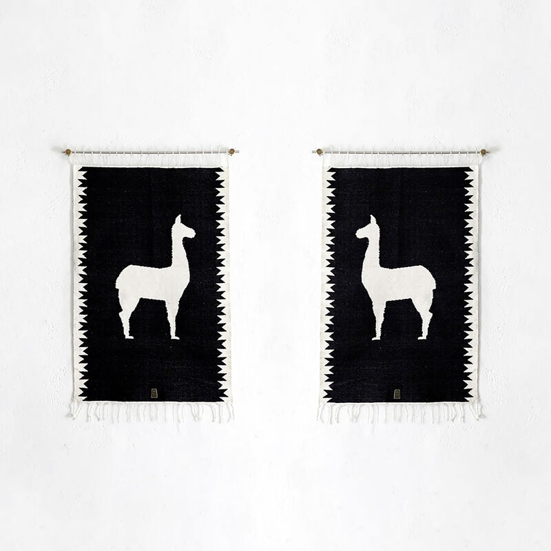 LLAMAS Sheep Wool Handwoven Tapestry