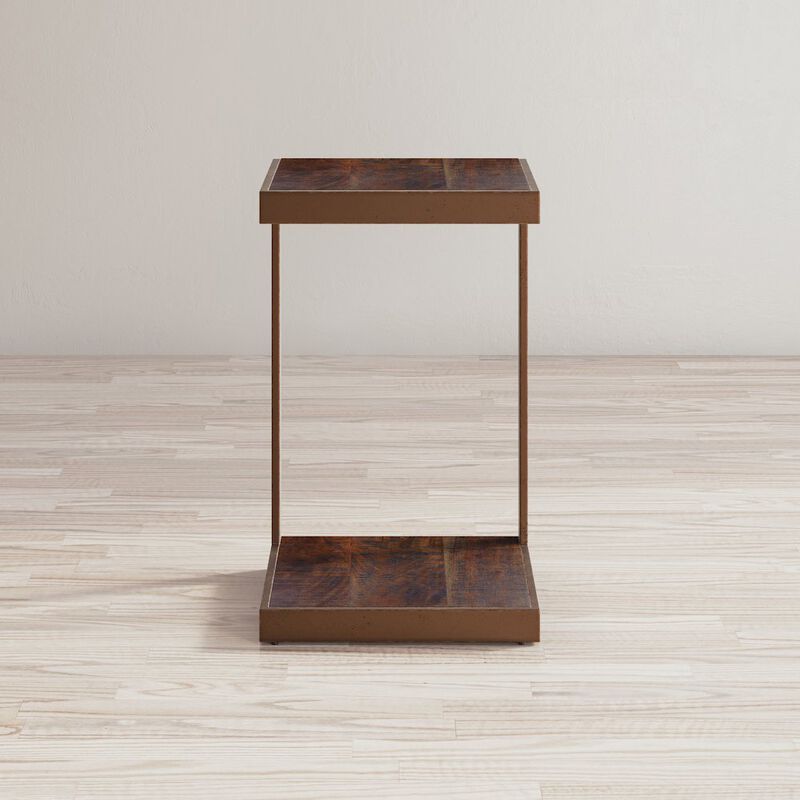 Jofran Global Archive Distressed Acacia and Stainless Steel C Table
