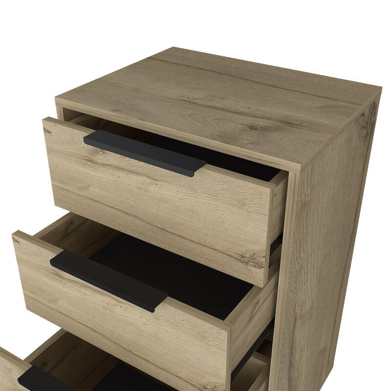 DEPOT E-SHOP Begonia Light Dresser, Superior Top,Three Drawers, Hairpin Legs, Light Oak
