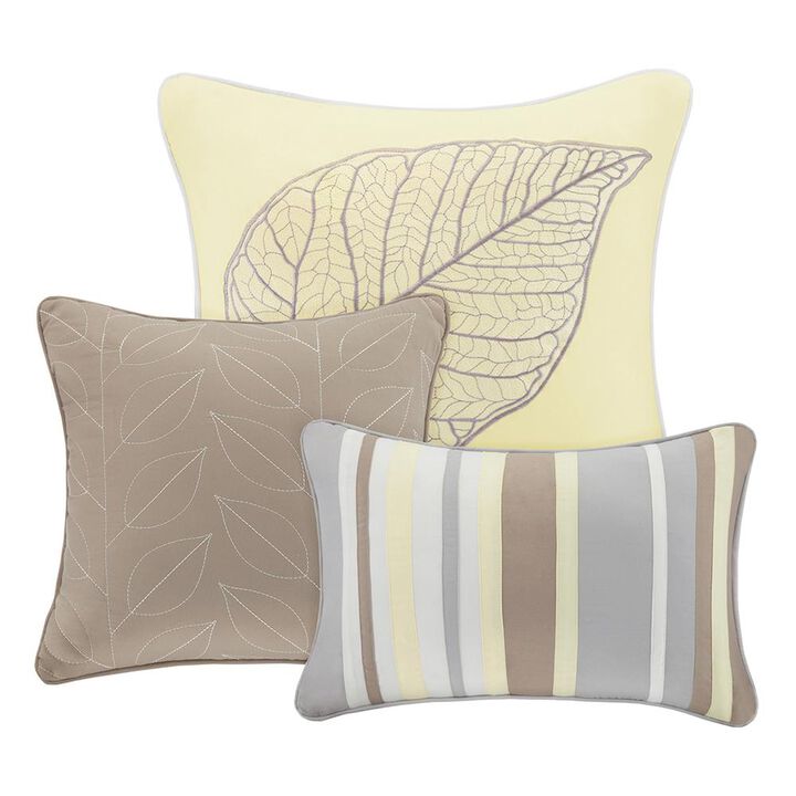 Belen Kox Classic Yellow Embroidered Leaf Coverlet Set, Belen Kox