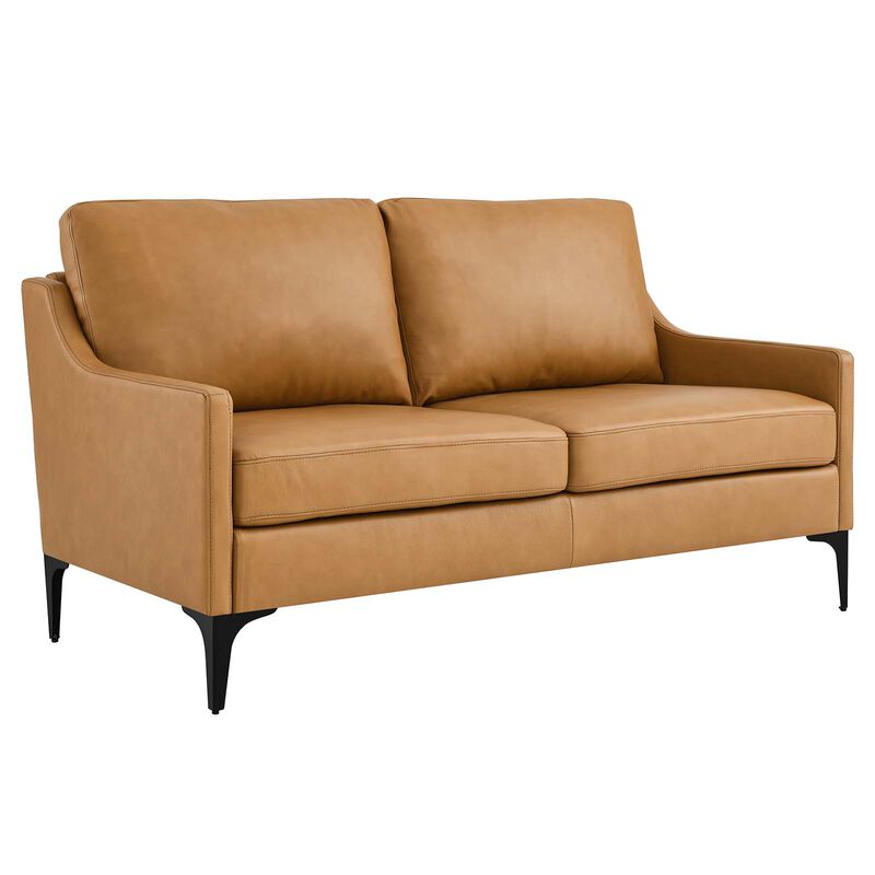 Corland Leather Loveseat Brown