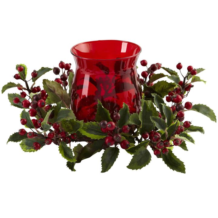 Nearly Natural Holly Berry Candelabrum