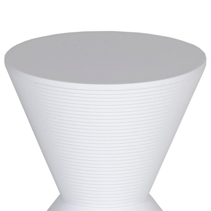 Hillary 17 Inch Side Table, Indoor Outdoor, Hourglass Shape, White Finish - Benzara