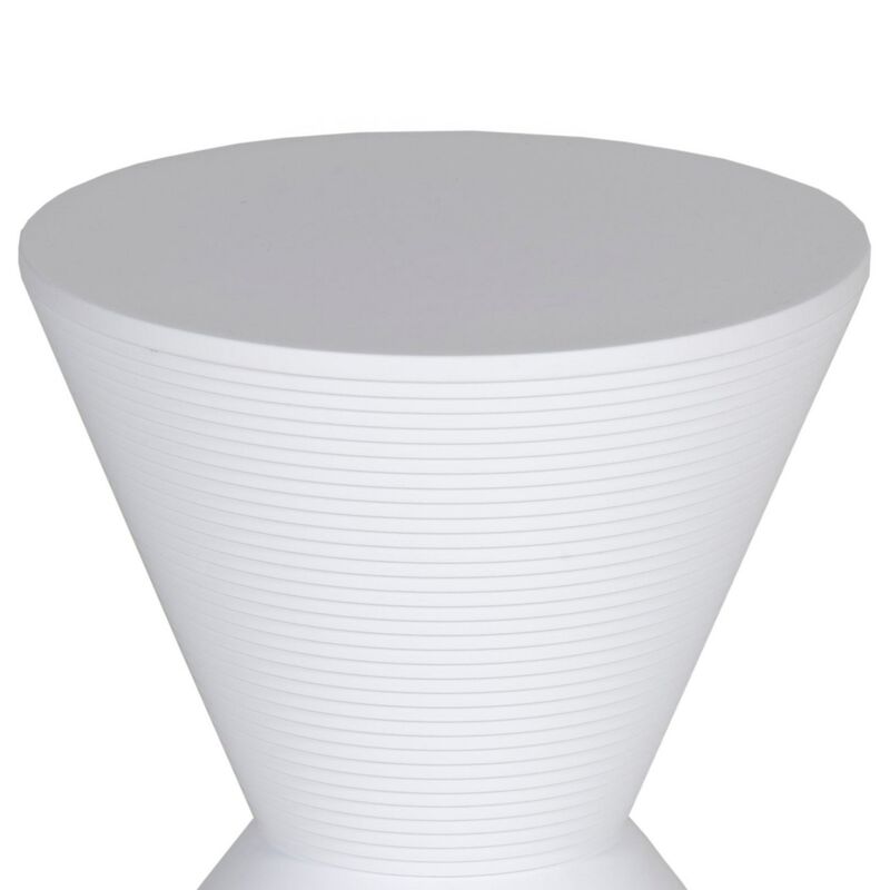 Hillary 17 Inch Side Table, Indoor Outdoor, Hourglass Shape, White Finish - Benzara