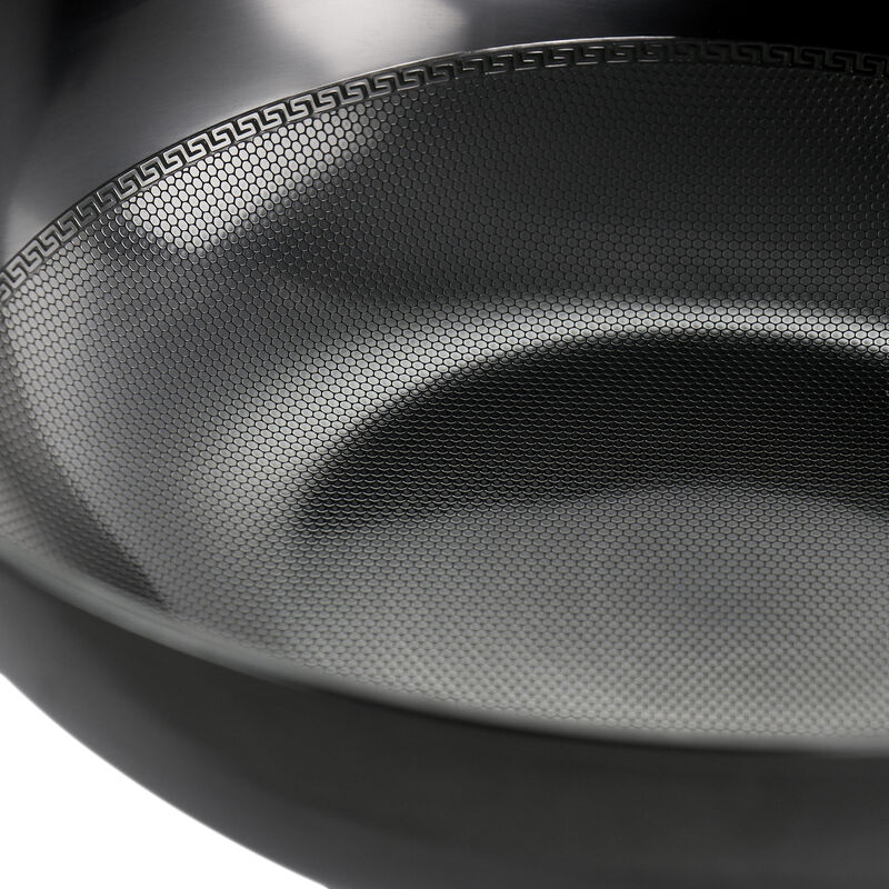 Gibson Home Debossed 13 Inch Heavy Gauge Carbon Steel Wok in Black