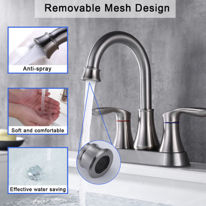Bathroom Faucet, 2-Handle Vanity Sink Tap with Pop-Up Drain & Supply Lines
