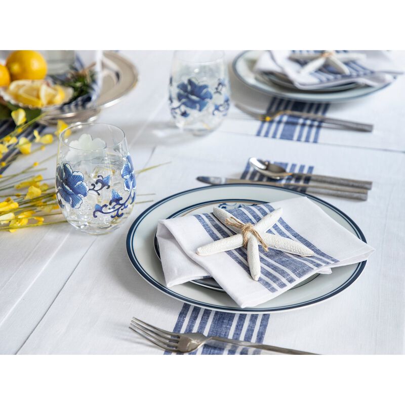 Solino Home 100% Pure Linen Striped Dinner Napkins 20 x 20 Inch Set of 4 | Farmhouse