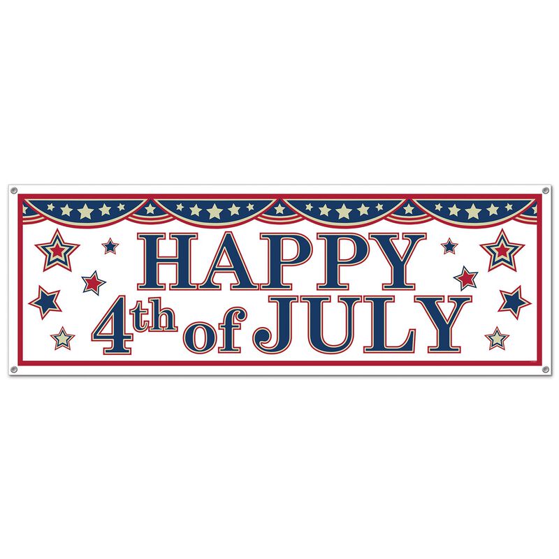 Club pack of 12 White and Blue 4th of July Patriotic Sign Banner Party Decors 5'