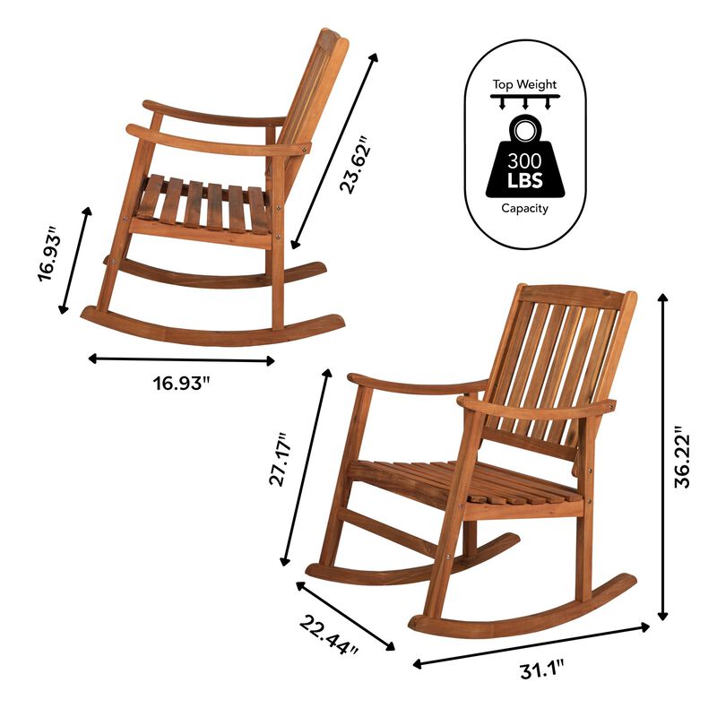 Penny Classic Slat Back Acacia Wood Patio Outdoor Rocking Chair