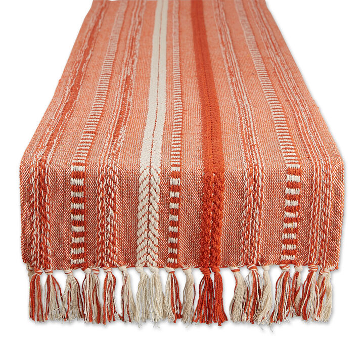 15" x 72" Vintage Red and White Braided Stripe Decorative Table Runner