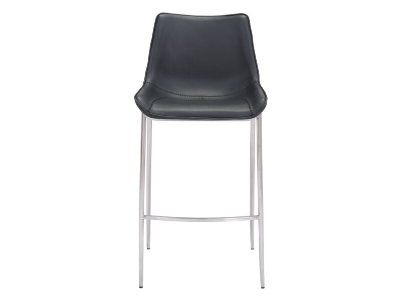 Magnus Barstool (Set of 2) Black & Silver
