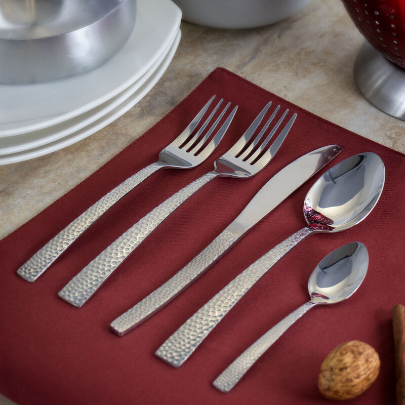 MegaChef Baily 20 Piece Flatware Utensil Set, Stainless Steel Silverware Metal Service for 4 in Silver