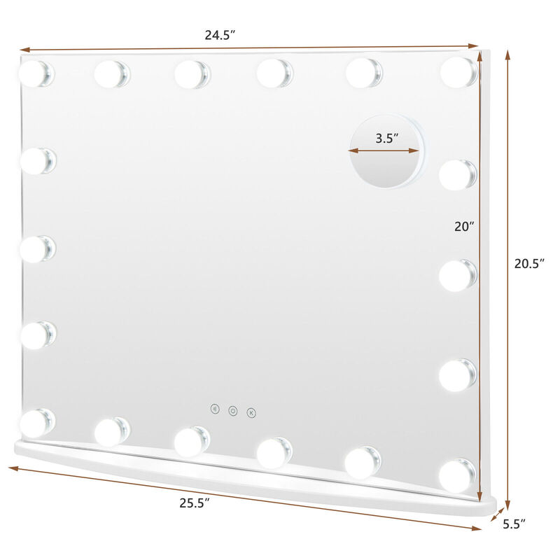 Vanity Mirror with 18 Dimmable LED Bulbs and 3 Color Lighting Modes