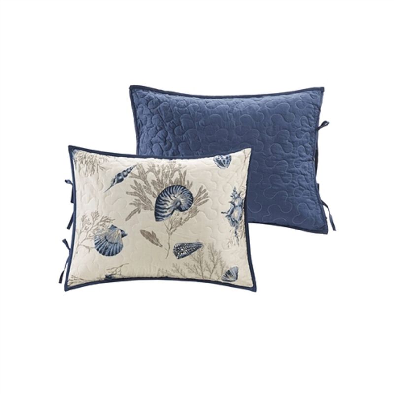 Coastal 6-Piece Reversible Daybed Cover Set – Nautical Sea Shells & Coral Print