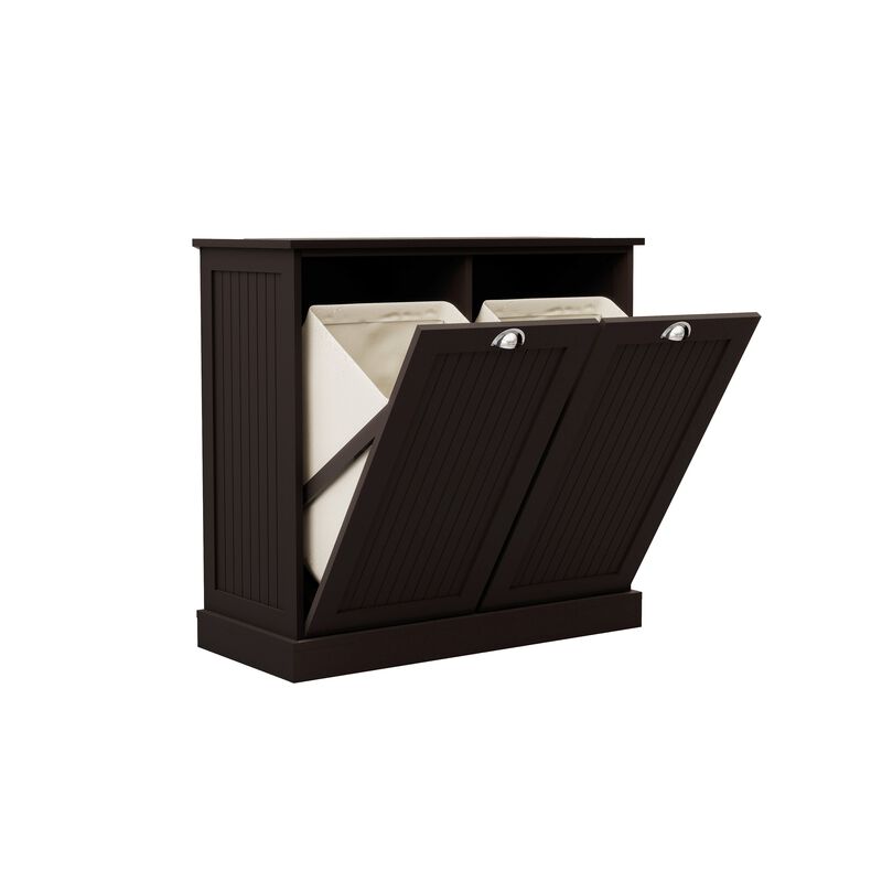 32.68 in. W. x 14.57 in. D x 31.5 in. H Wood Linen Cabinet with Tilt-out Storage