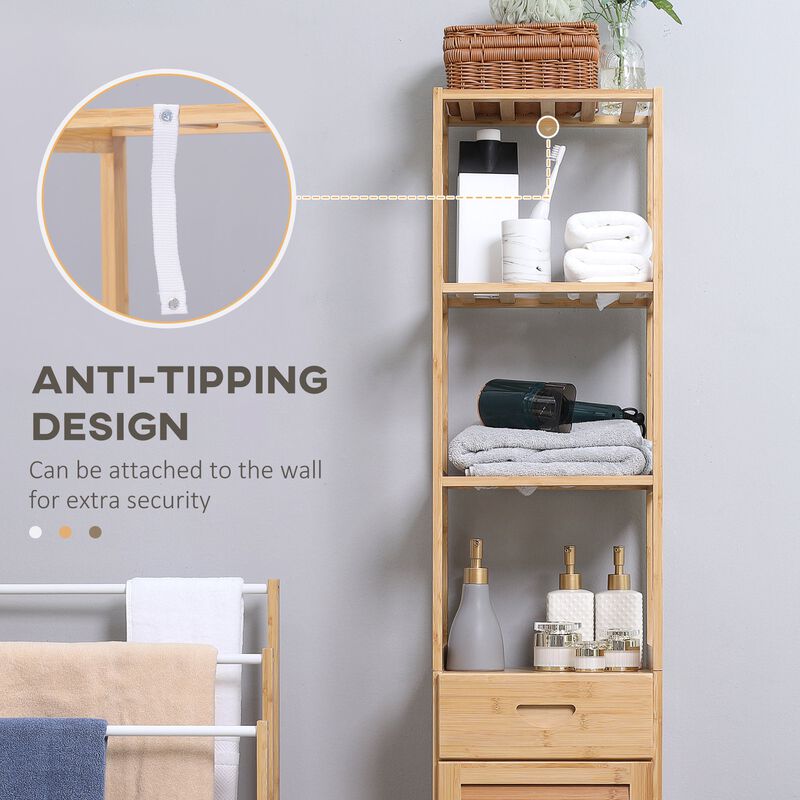 Bathroom Organizer: Storage Cabinet with Drawer & Slatted Shelves