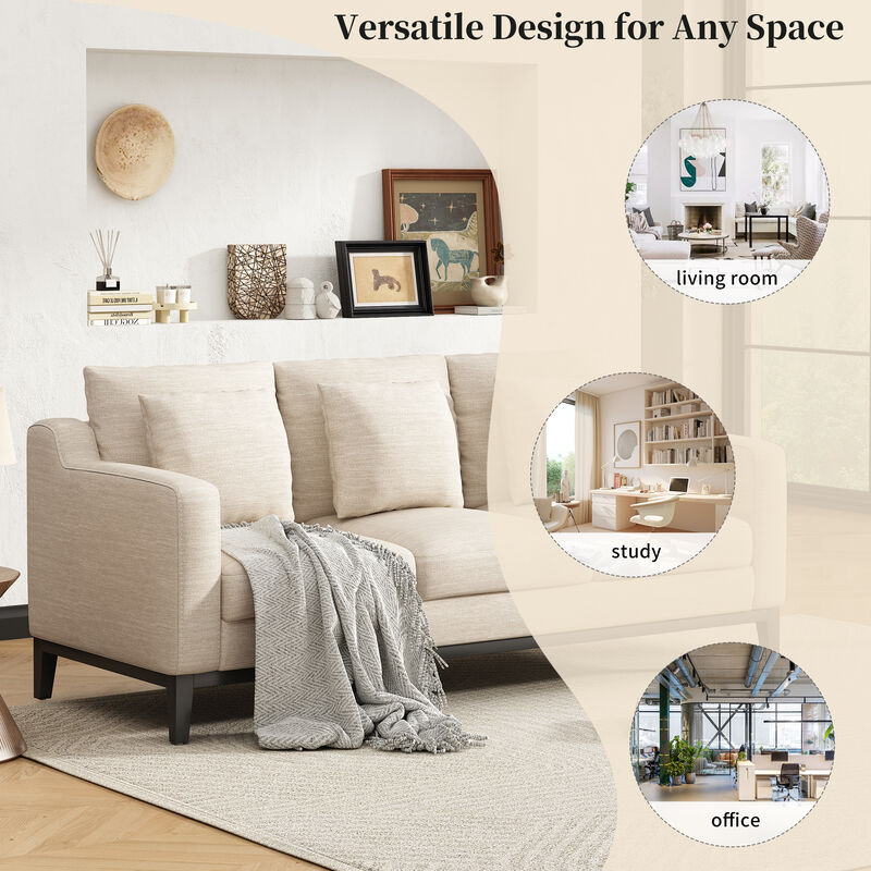 Merax Comfy 3-seat Sofa with Wooden Legs