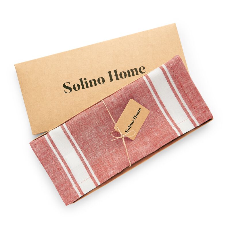 Solino Home 100% Pure Linen Tablecloth | Farmhouse Stripe