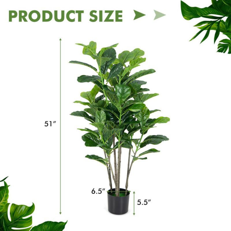 Hivvago 51 Inch 2-Pack Artificial Fiddle Leaf Fig Tree for Indoor and Outdoor