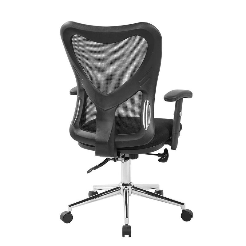 Techni Mobili High Back Mesh Office Chair With Chrome Base. Color: Black