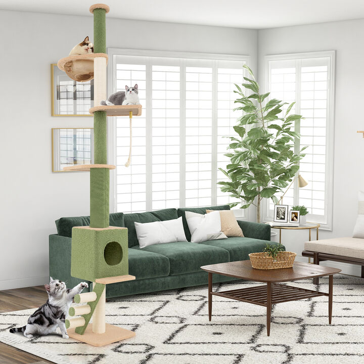 Floor to Ceiling Cat Tree with  Adjustable Height and Extra Post