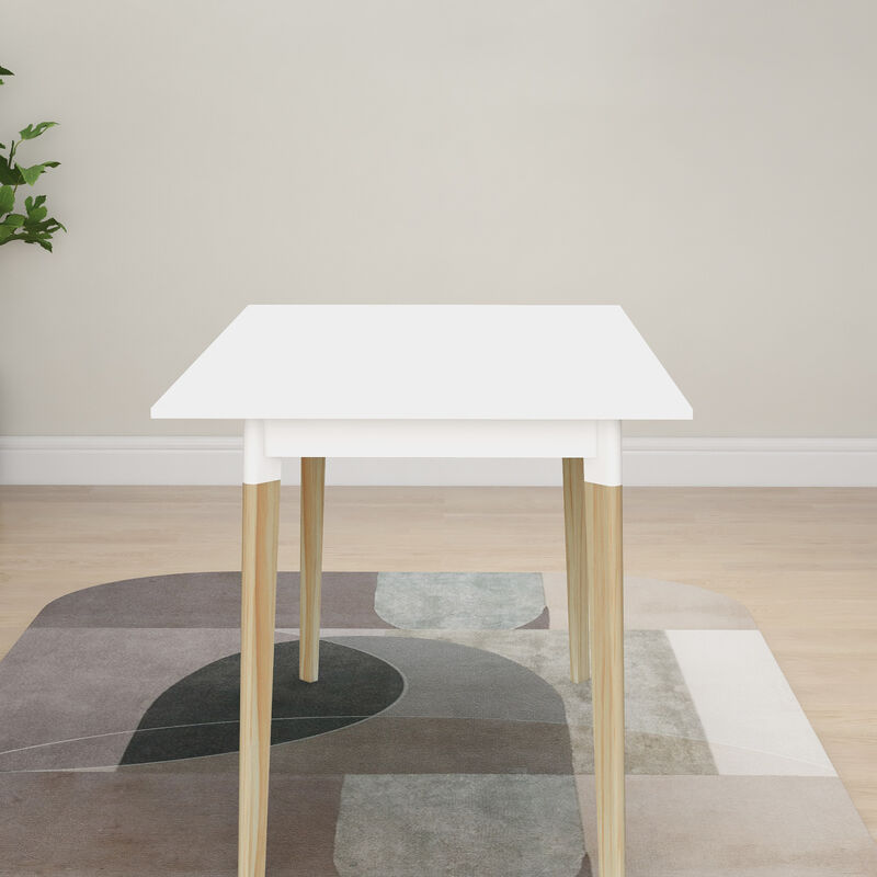 Modern Dining Table 47 Inch Kitchen Table Rectangular Top With Solid Wood Leg