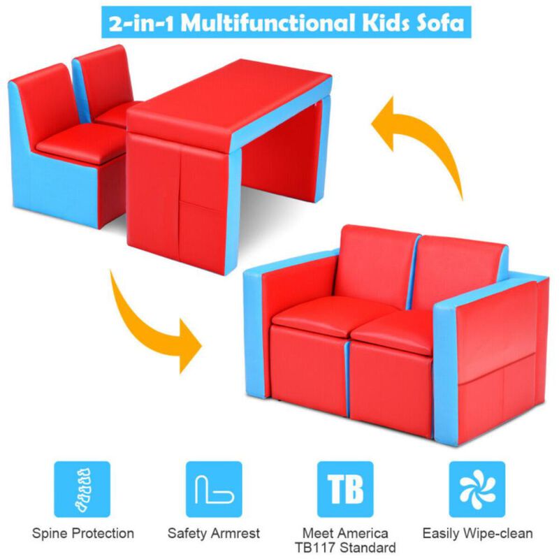 Hivvago Multi-functional Kids Sofa Table Chair Set