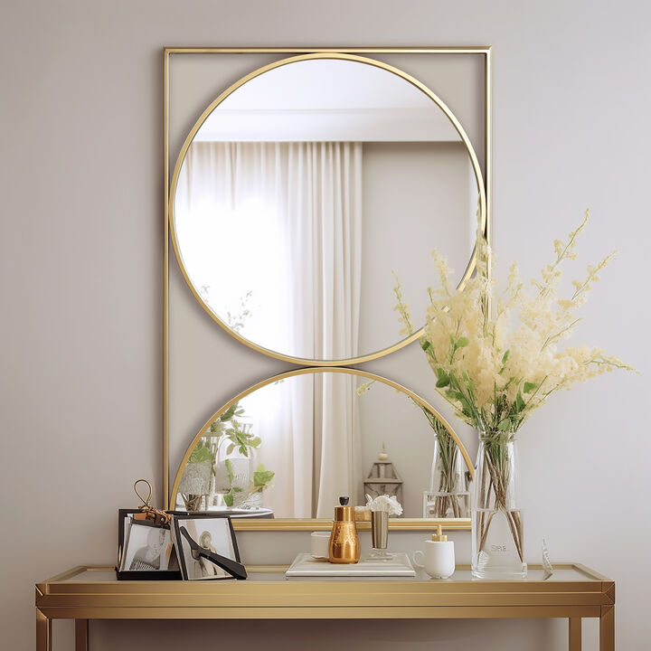 LuxenHome Gold Hourglass Frame Metal Modern Accent Wall Mirror
