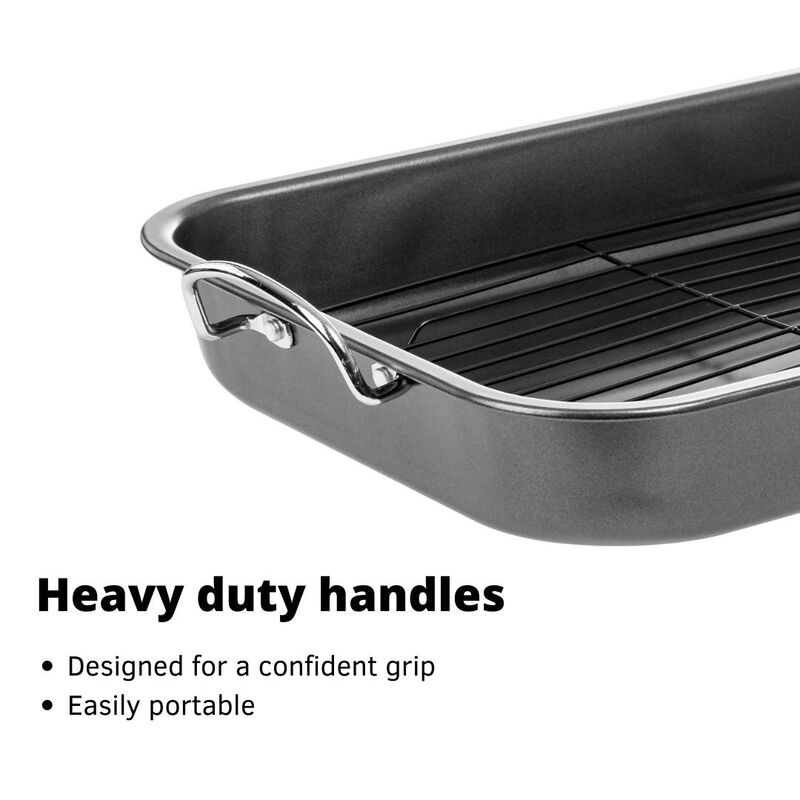 15" Non-Stick Carbon Steel Roasting Pan with Flat Rack