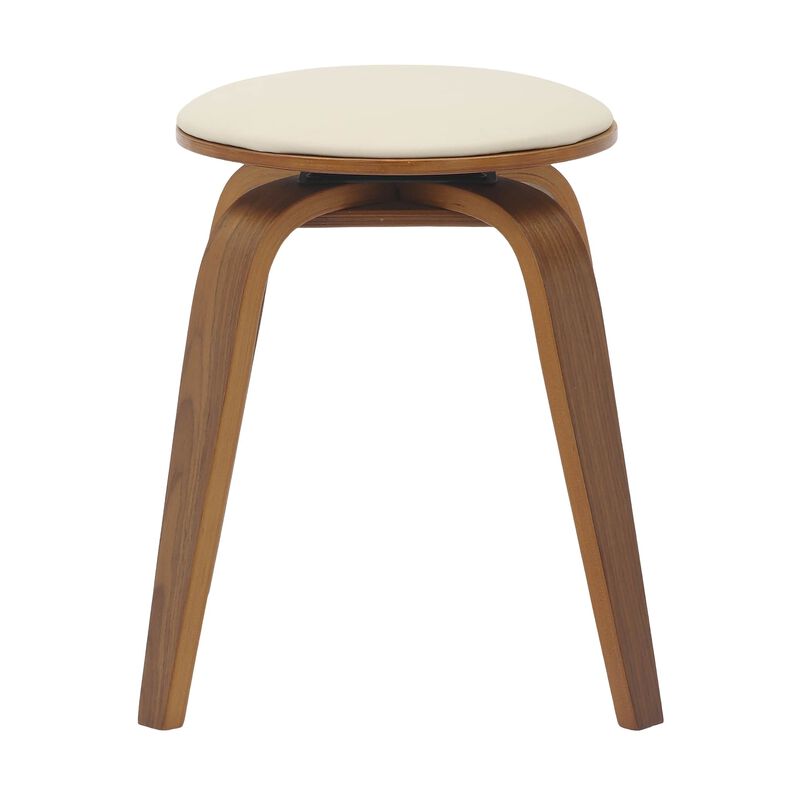 LeisureMod Pelya Mordern Wooden Dining Stool in Brown