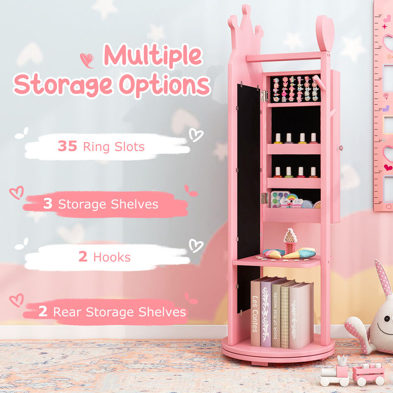Kids Room Furniture Set Princess Vanity Table and Stool Set with Mirror and Drawer