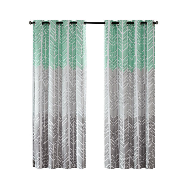 Gracie Mills Oberon Geometric Chevron Total Blackout Curtain Panel