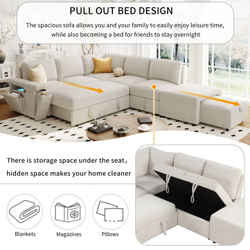 Merax  L-shaped Padded Modular Sofa with Storage