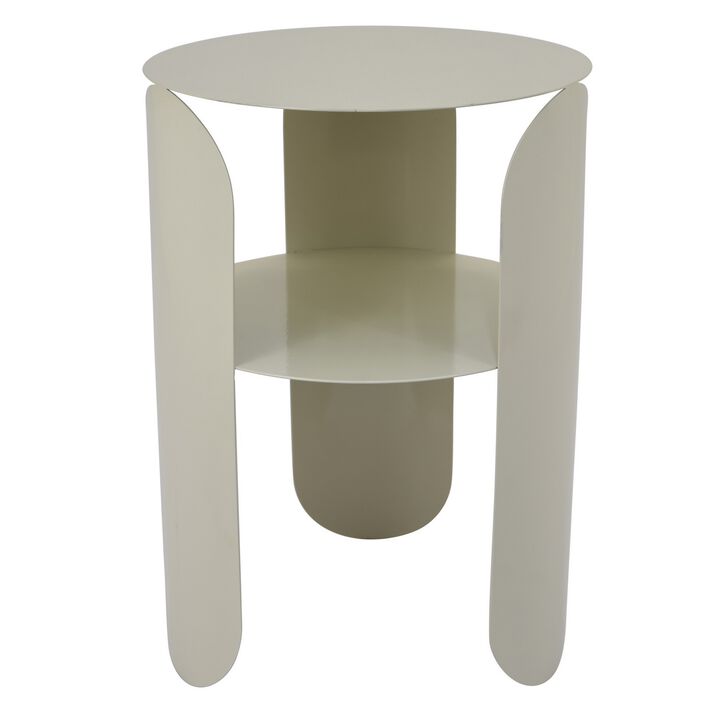 Gigi Plant Stand Table, 1 Shelf, Gray Metal Frame, Round 14 Inch Top - Benzara