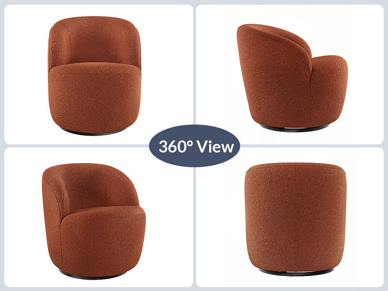 BELLEZE Swivel Barrel Chair, Velvet Modern Round Swivel Accent Chair, 360° Upholstered Swivel Single Sofa Armchair, Comfy Swivel Accent Chair for Living Room Bedroom - Slate (Brick)