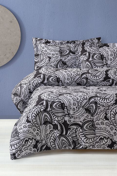 Brooks Brothers Black & White Paisley Cotton Sateen Duvet Cover Set