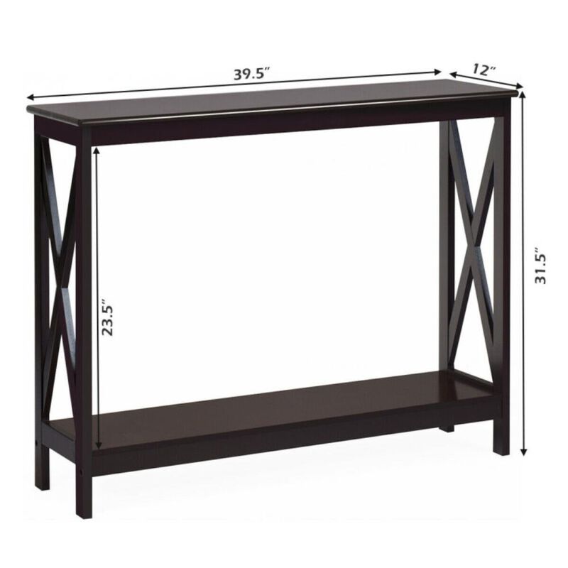 Hivvago 2-Tier Console X-Design Sofa Side Accent Table