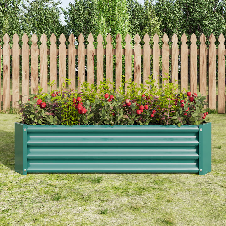 Hivvago Rectangular Metal Raised Planter Outdoor Garden Plant and Vegetable Bed