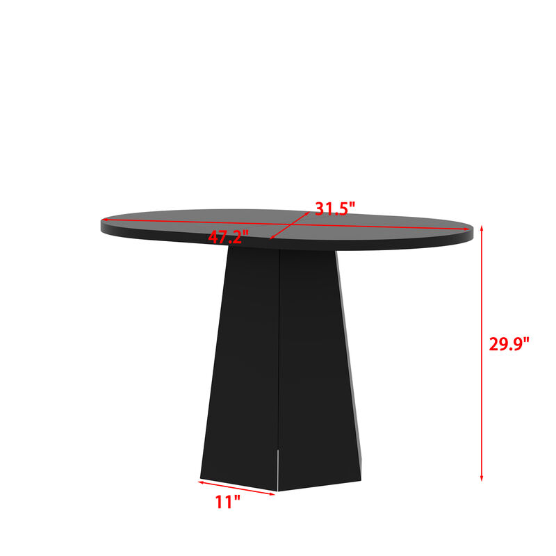 FUFU&GAGA Modern Round Coffee Table with Sleek Black Finish, (47.2" W x 31.5" d x 29.9" H),Black