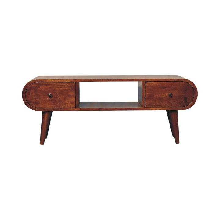 Artisan Furniture Chestnut Circular Solid Wood 2 Drawer  TV Unit