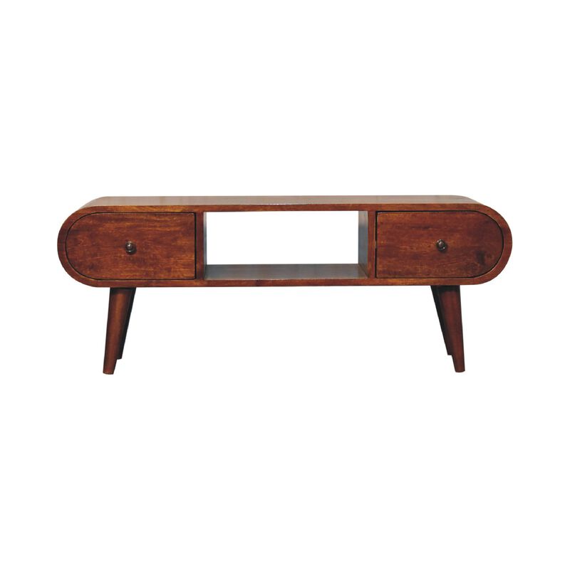 Artisan Furniture Chestnut Circular Solid Wood 2 Drawer  TV Unit