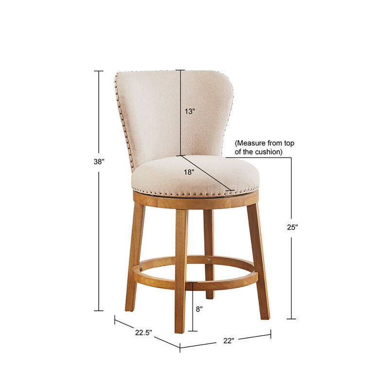 Stewart Upholstered 360 Degree Swivel Counter Stool 25"
