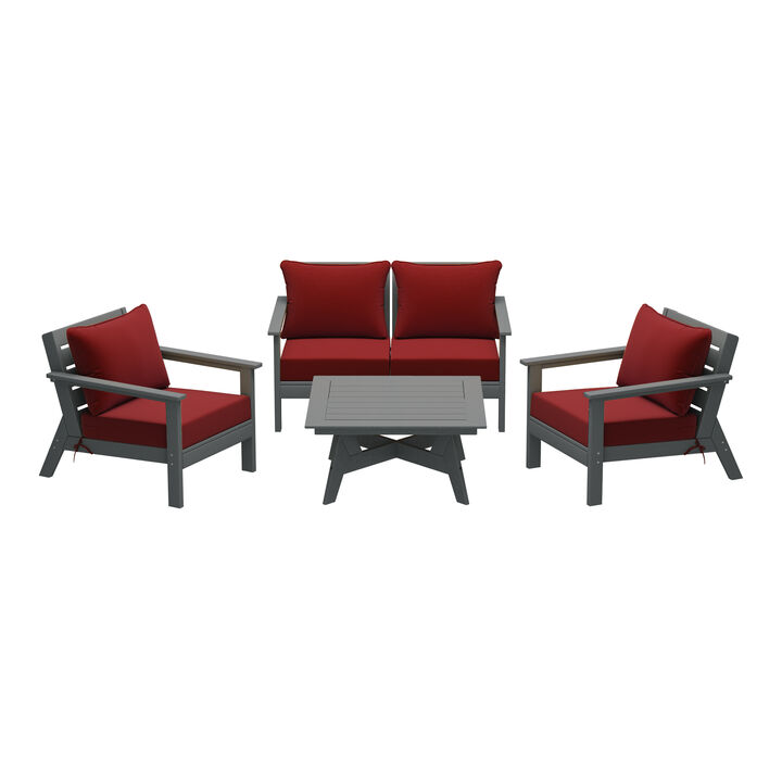 WestinTrends Outdoor 5-Piece Modular Sectional Patio Furniture Sofa Set