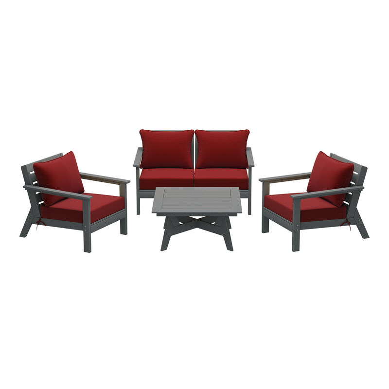 WestinTrends Outdoor 5-Piece Modular Sectional Patio Furniture Sofa Set