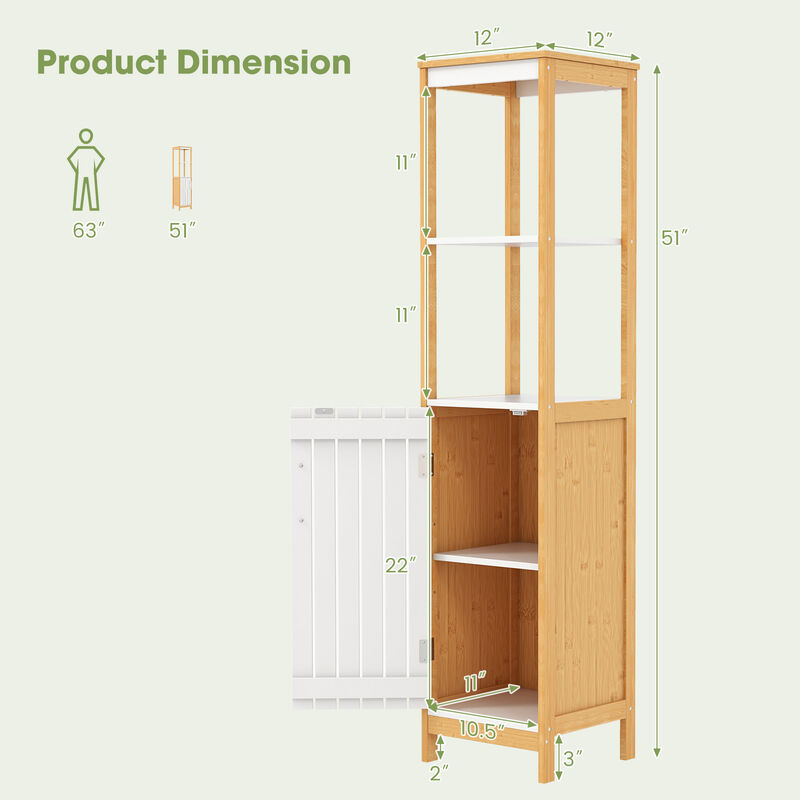 Bathroom Floor Cabinet with Door Shelves Adjustable Shelf