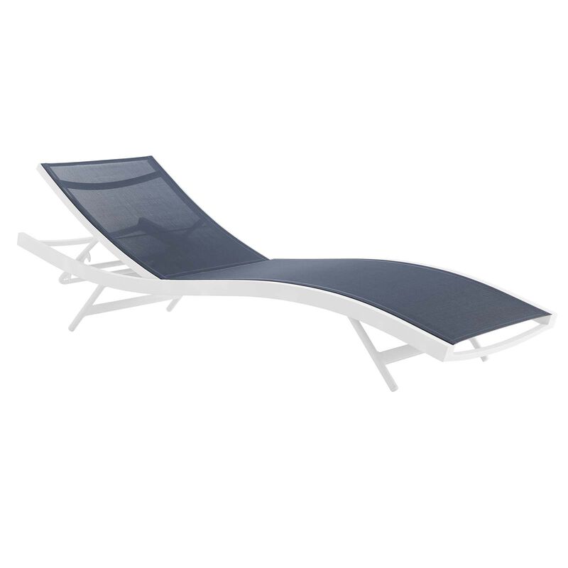 Glimpse Outdoor Patio Mesh Chaise Lounge Chair - White Navy